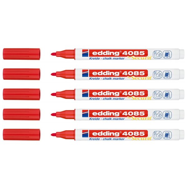 Marqueur Craie Liquide 4085 Rouge Pointe Ronde 1-2 mm x 5 EDDING