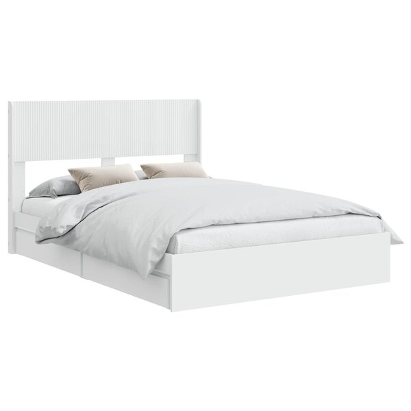 vidaXL Cadre de lit avec rangement et tête de lit Blanc 140 x 200 cm