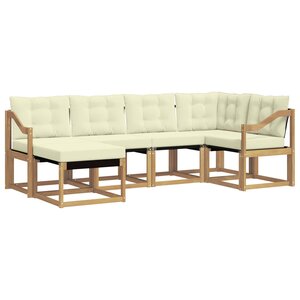 vidaXL Ensemble de canapés d'extérieur 6 Pièces Blanc et crème