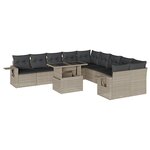 vidaXL Salon de jardin 11 Pièces avec coussins gris clair résine tressée