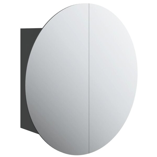 vidaXL Armoire de salle de bain miroir rond et LED Noir 47x47x17 5 cm