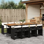 vidaXL Ensemble à manger de jardin 9Pièces coussins noir résine tressée