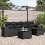 vidaXL Salon de jardin 6 Pièces avec coussins noir résine tressée