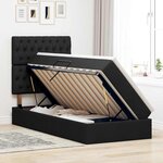 vidaXL Lit avec rangement et matelas Noir 100 x 200 cm Polyester