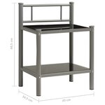 vidaXL Table de chevet Gris et noir 45x34 5x60 5 cm Métal et verre