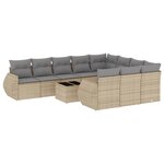 vidaXL Salon de jardin 11 Pièces avec coussins beige résine tressée
