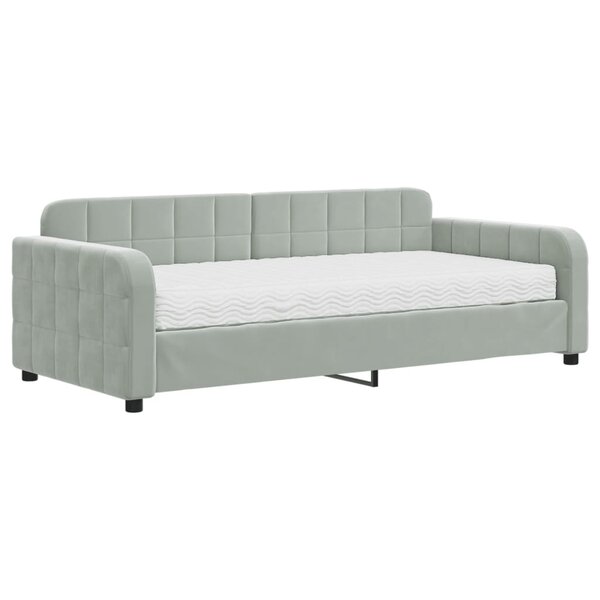 vidaXL Lit de jour avec matelas gris clair 90x190 cm velours