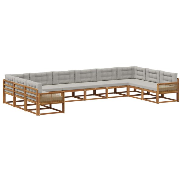 vidaXL Ensemble de canapés d'extérieur 10 Pièces Naturel et gris clair