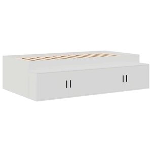 vidaXL Cadre de lit avec rangement Blanc 90 x 200 cm Bois d'ingénierie