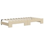 vidaXL Lit de jour avec gigogne et matelas crème 90x200 cm tissu