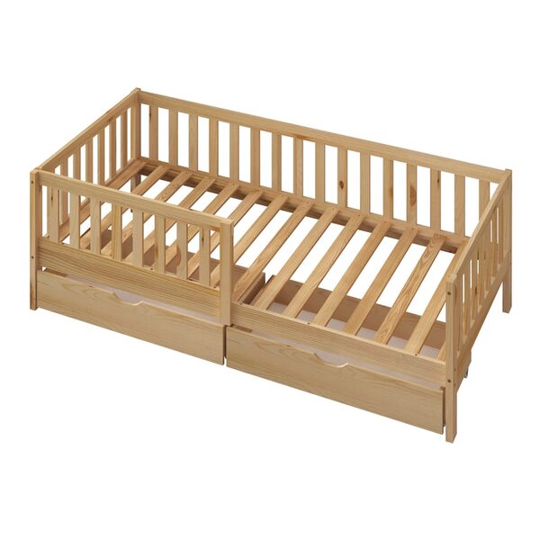 Lit enfant Isa 2 tiroirs barrière naturel