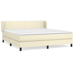 vidaXL Lit à sommier tapissier avec matelas Crème 160x200cm Similicuir