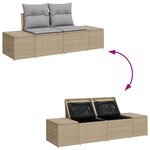 Ensemble de canapé de jardin de 8 pièces vidaXL avec coussins beige en poly rattan acacia
