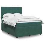 vidaXL Sommier à lattes de lit et matelas Vert foncé 140x190cm Velours