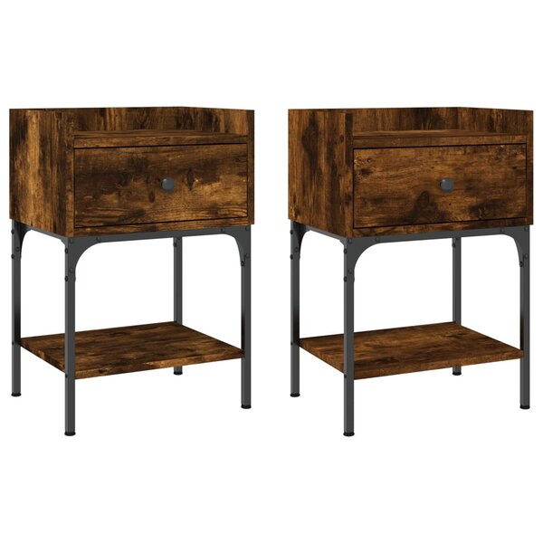 vidaXL Tables de chevet 2Pièces chêne fumé 40 5x31x60cm bois d’ingénierie
