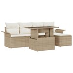vidaXL Ensemble de Canapés de Jardin 6 pièces avec Coussins Beige Rattan Poly