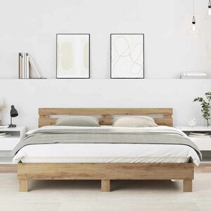 vidaXL Cadre de lit Chêne artisanal 203 x 185 x 70 cm
