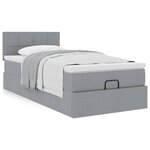 vidaXL Lit ottoman avec matelas gris clair 90x200 cm tissu