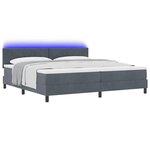 vidaXL Lit à ressort LED avec matelas Gris foncé 200 x 200 cm Velours