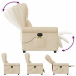 vidaXL Fauteuil inclinable de massage électrique crème tissu