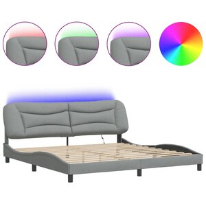 vidaXL Cadre de lit avec LED sans matelas Hvar gris clair 200x200 cm tissu