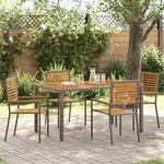 vidaXL Chaises empilables de jardin 4 Pièces Brun  Gris
