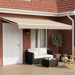 vidaXL Cadre de store manuel avec LEDs Beige et blanc 4 × 3 m