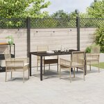 vidaXL Ensemble de salle à manger de jardin 5 pièces avec coussins Beige Poly Rattan