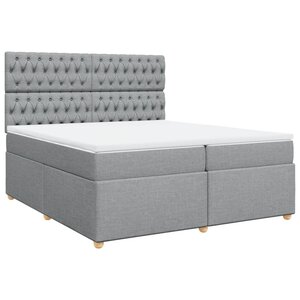 vidaXL Sommier à lattes de lit avec matelas Gris clair 200x200cm Tissu