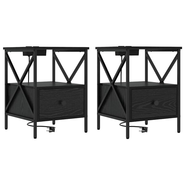 vidaXL Cabinet de chevet avec tiroir Chêne noir 41.5 x 40.5 x 55 cm