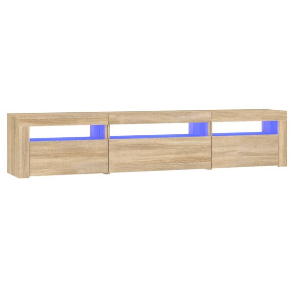 vidaXL Meuble TV avec lumières LED Chêne sonoma 195x35x40 cm