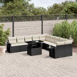 vidaXL Salon de jardin 11 Pièces avec coussins noir résine tressée