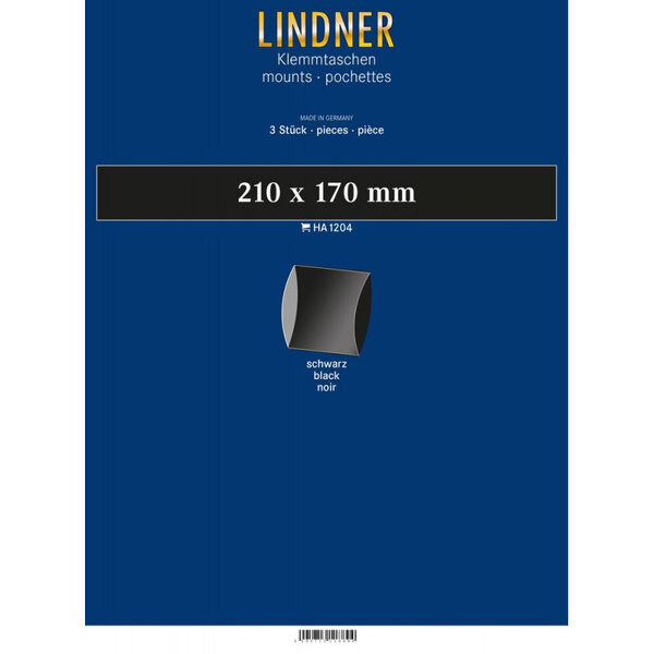 Bandes double soudure 210 x 170 mm pour blocs de timbres. Fond - Noir