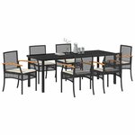 vidaXL Ensemble de salle à manger pour jardin 7 Pièces Noir Rotin