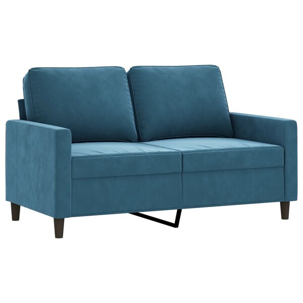 vidaXL Canapé à 2 places Bleu 120 cm Velours