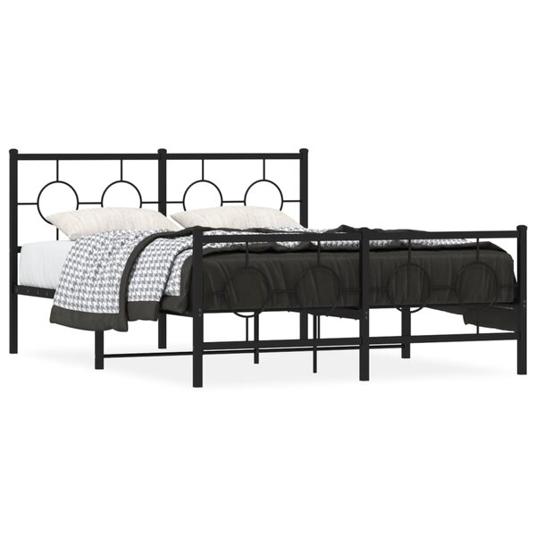 vidaXL Cadre de lit métal sans matelas avec pied de lit noir 140x190cm