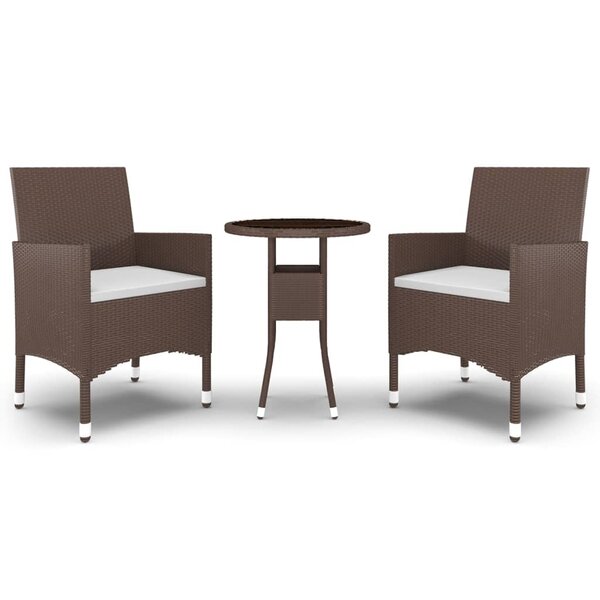 vidaXL Ensemble à manger de jardin 3Pièces Résine tressée Marron