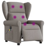 vidaXL Fauteuil de massage inclinable électrique Taupe Tissu