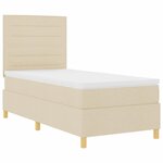 vidaXL Lit à ressort LED avec matelas Crème 90 x 190 cm tissu