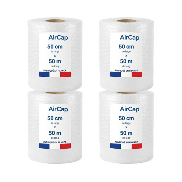 4 rouleaux de film papier bulle tricouche Aircap largeur 50 cm x longueur 50 mètres