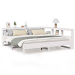 vidaXL Lit bibliothèque sans matelas blanc 200x200 cm bois pin massif