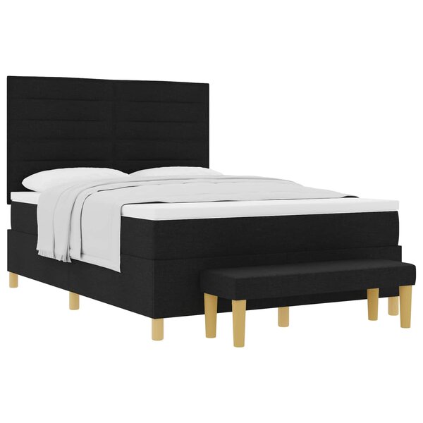 vidaXL Lit à ressorts avec tête de lit Noir 200 x 160 cm tissu