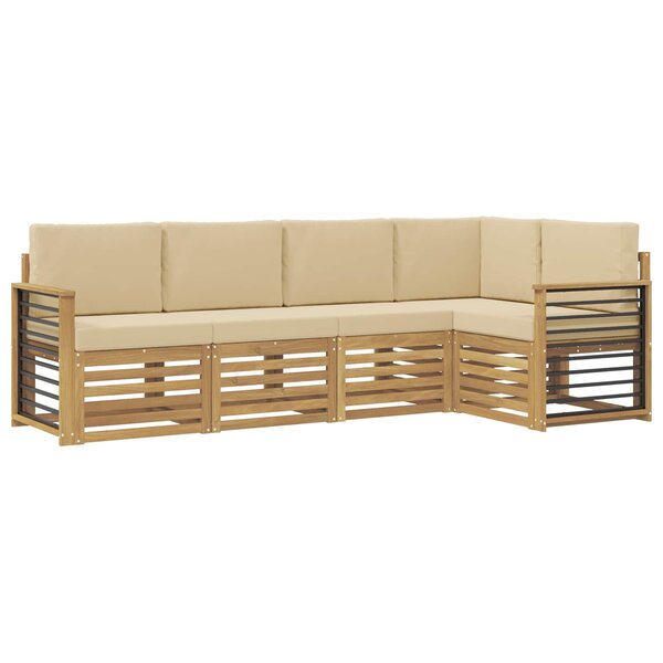 vidaXL Ensemble de canapés d'extérieur 5 Pièces Blanc et Beige
