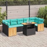 vidaXL Salon de jardin 10 Pièces avec coussins noir résine tressée acacia