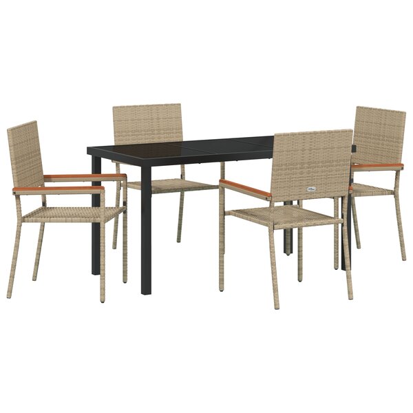 vidaXL Ensemble de jardin 5 pièces en poly rattan beige