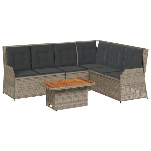 vidaXL Salon de jardin 5 Pièces avec coussins Gris Résine tressée