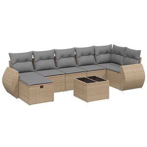 vidaXL Salon de jardin avec coussins 8Pièces mélange beige résine tressée