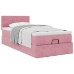 vidaXL Cadre de lit ottoman avec matelas rose 80x200 cm velours