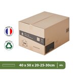 Pack and Move - Lot 75 cartons déménagement hauteur modubale variable personnalisable - 50 x 40 x 20-30 cm - Poignées renforcées - 3 adhésifs offerts