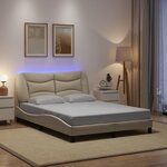 vidaXL Cadre de lit avec lumières LED crème 120x200 cm tissu